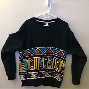 Crew neck sweater with tribal/ 90s/ 80s design